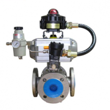 Pneumatic 4 way floating ball valve