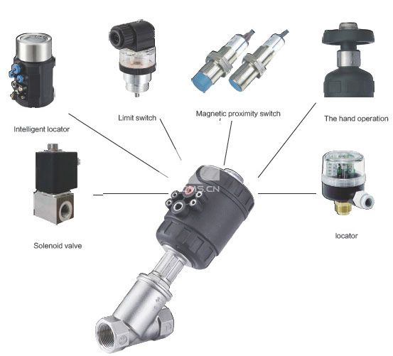 Pneumatic actuated angle seat valve